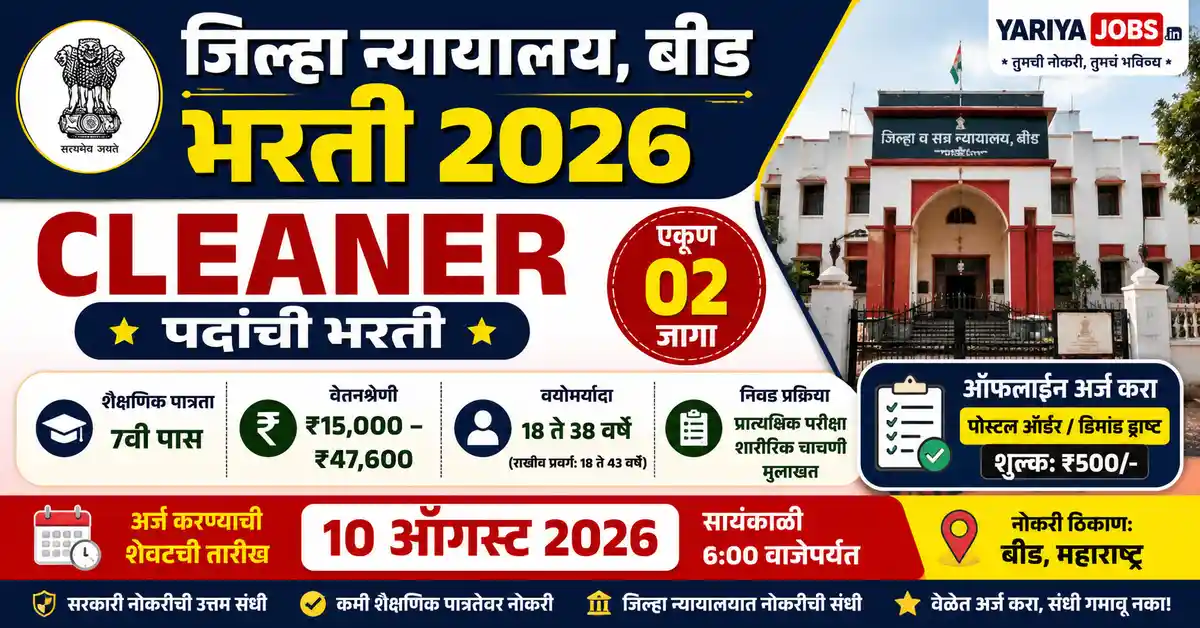 District Court Beed Bharti 2026 Cleaner Government Jobs Notification