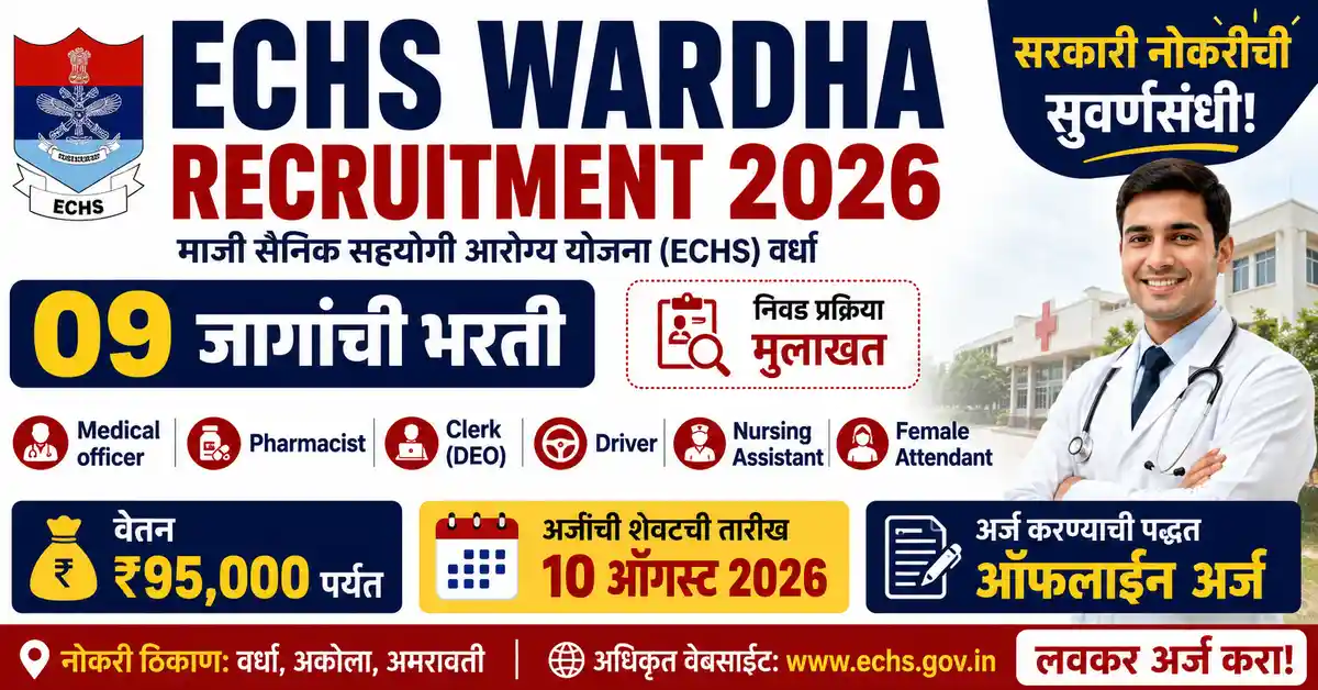 ECHS Wardha Recruitment 2026 Offline Application for 09 Medical Officer Pharmacist Clerk Driver Posts